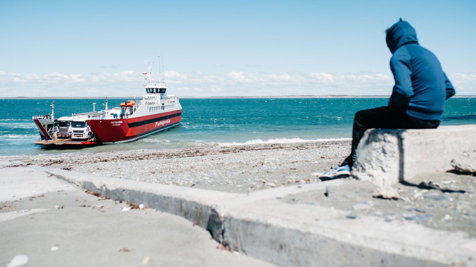 Waiting for the ferry while travelling through Patagonia