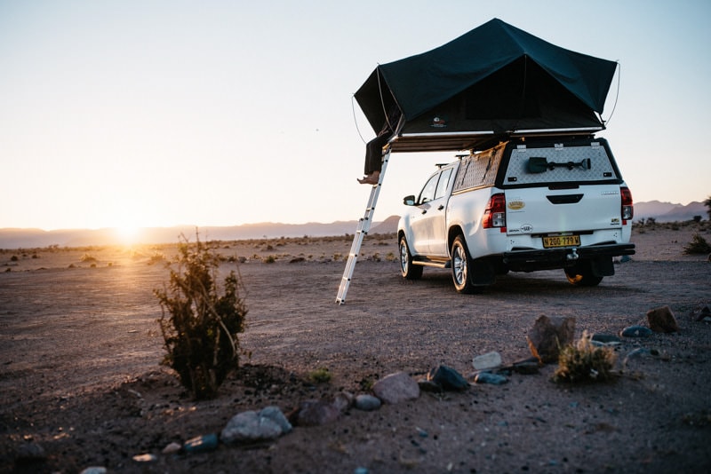 Getting up early morning while camping in Namibia