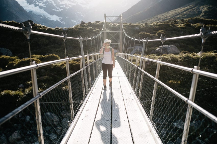 Hanging Bridge on Hooker Valley Track to Mount Cook Aoraki