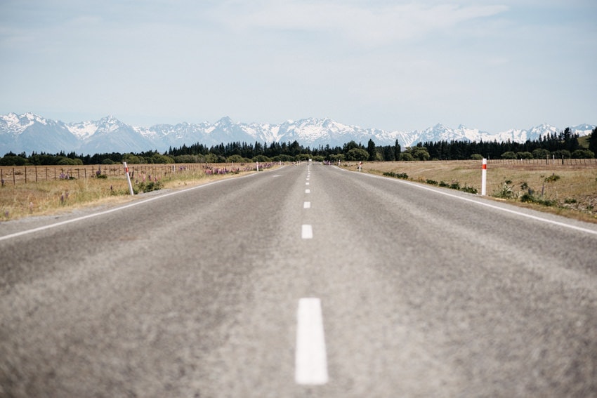 Driving to Lake Tekapo