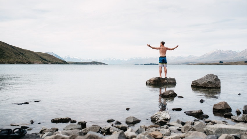 Swimming in Lake Tekapo