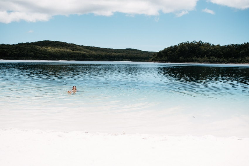 Swimming in Lake McKenzie on Fraser Island