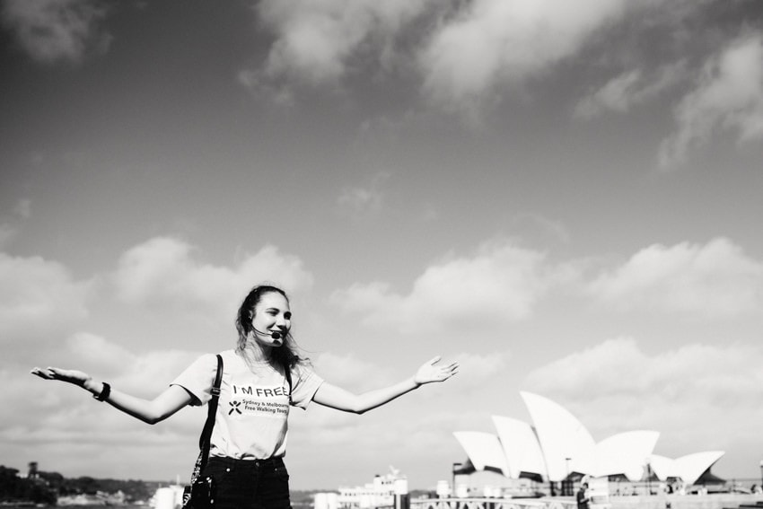 Sydney Free Walking Tour Guide in front of Opera House