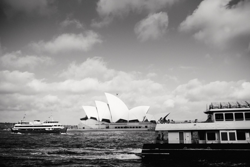 Sydney Harbor with Opera House and Ferries