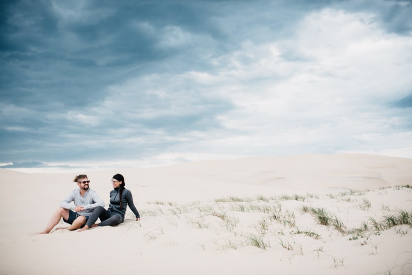 Worimi Regional Park Sanddunes with a bad weather front in the back