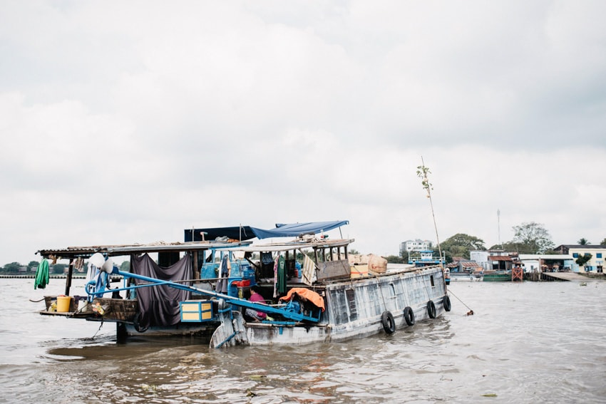 Cai Be big ship Floating Market