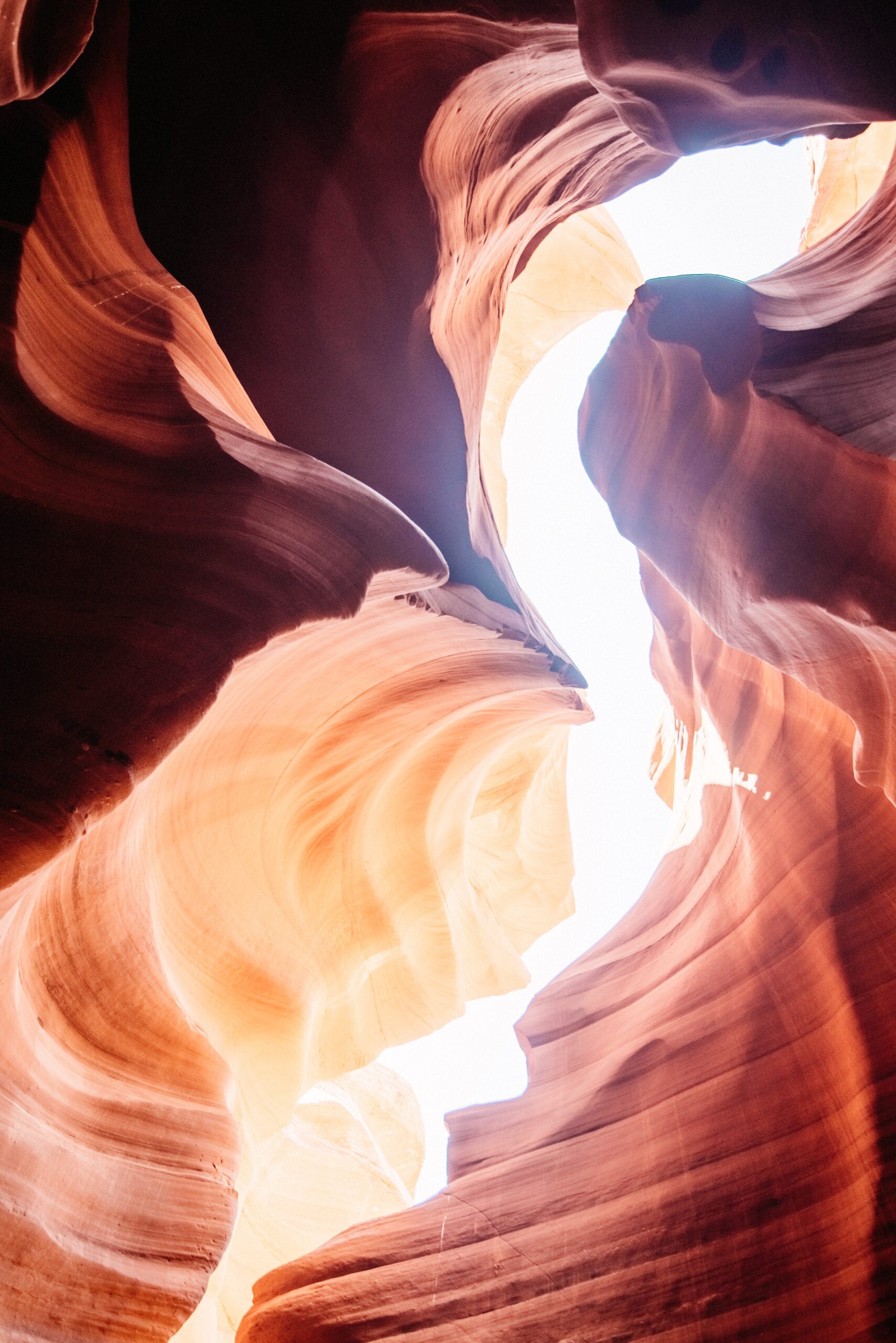 Light touching the curved sandstone walls of Lower Antelope Canyon