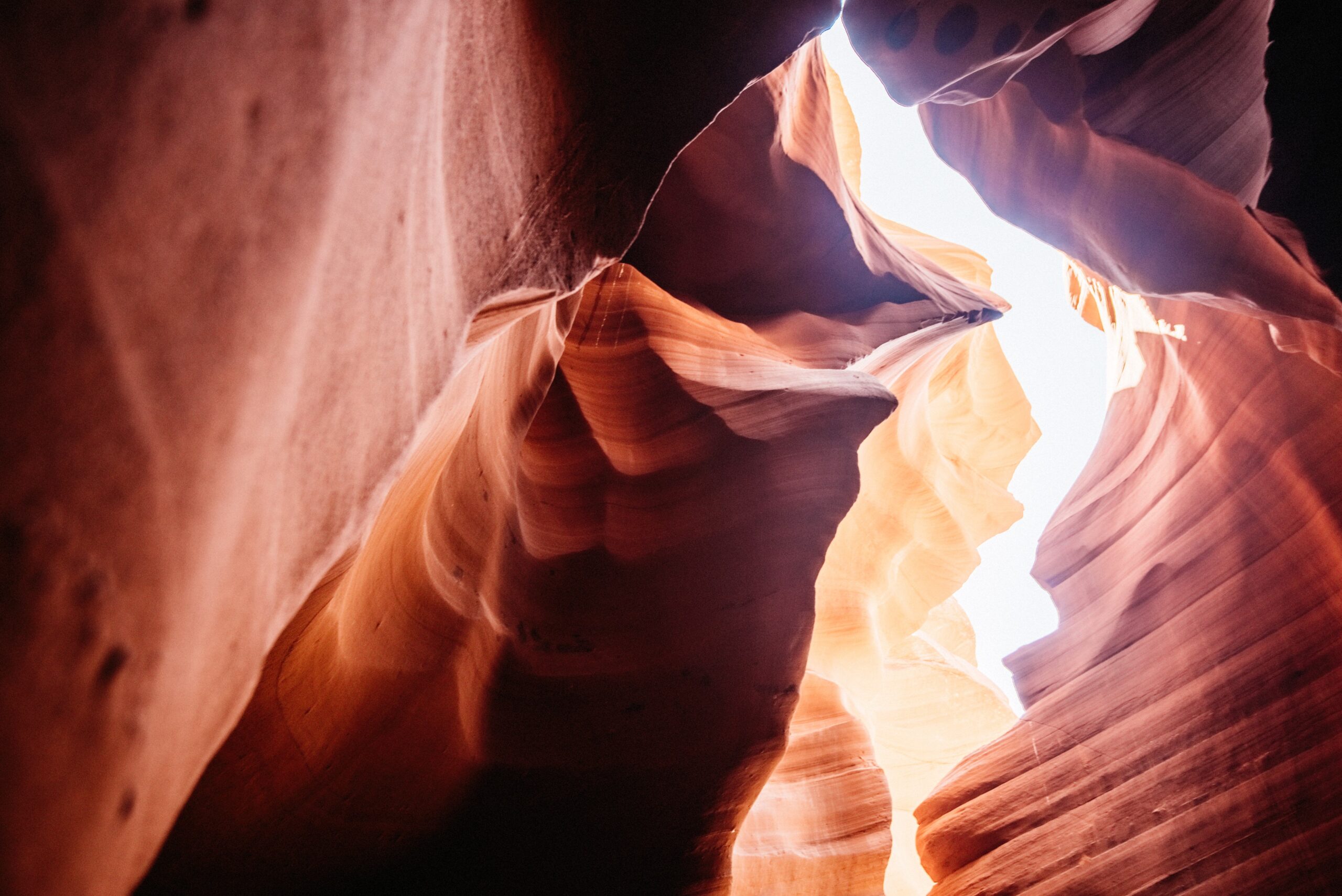 Orange and purple tones inside Lower Antelope Canyon