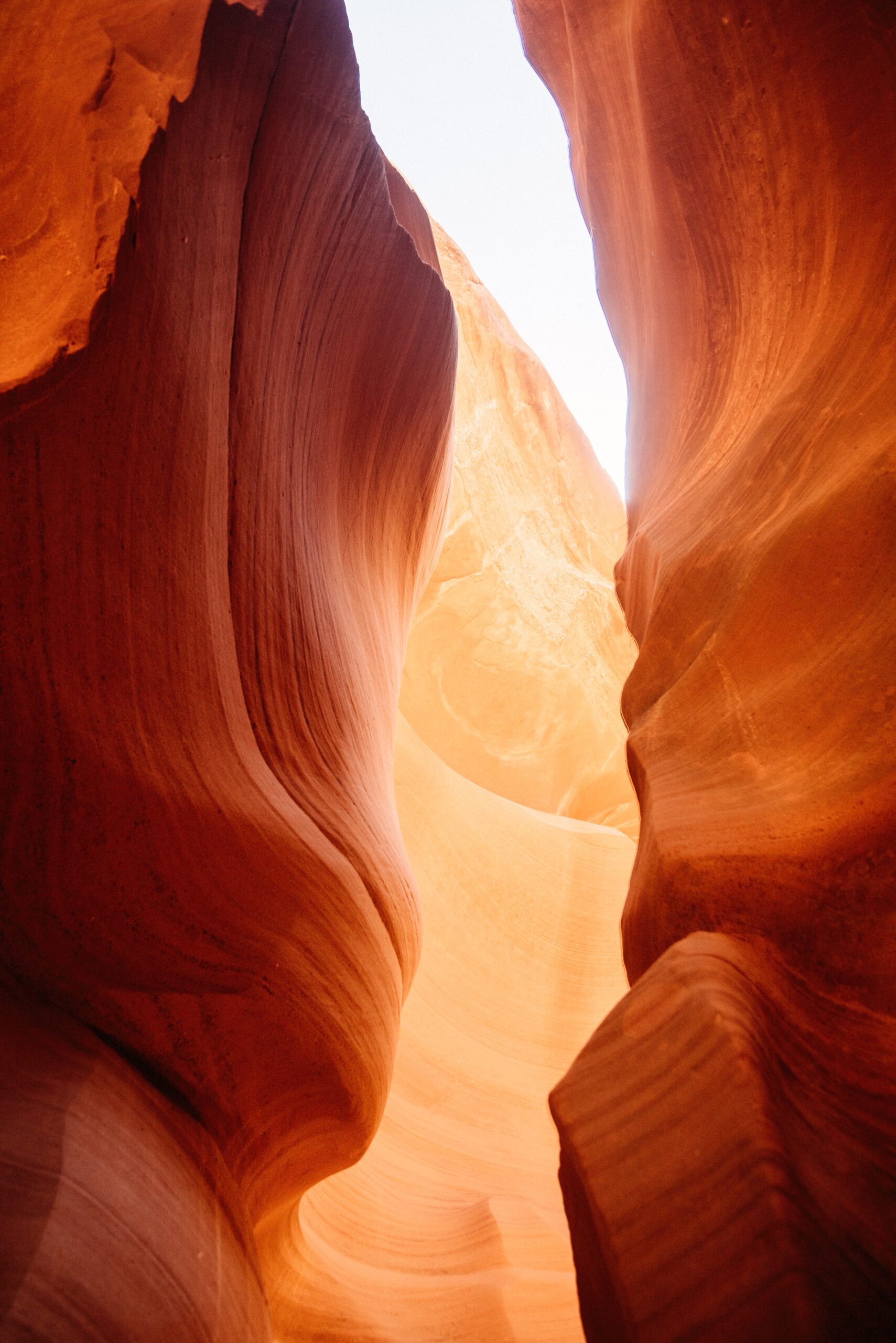 The narrow opening high above the canyon floor