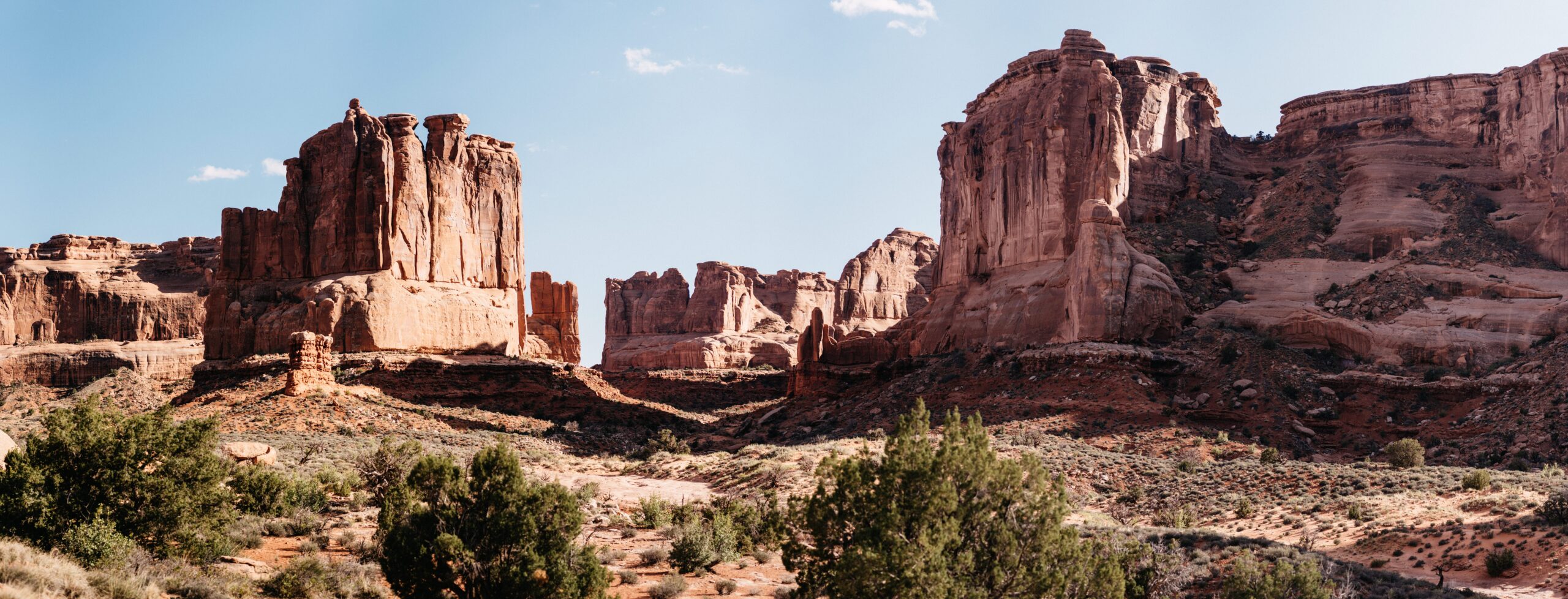 A panoramic view of the sandstone landscape near Moab