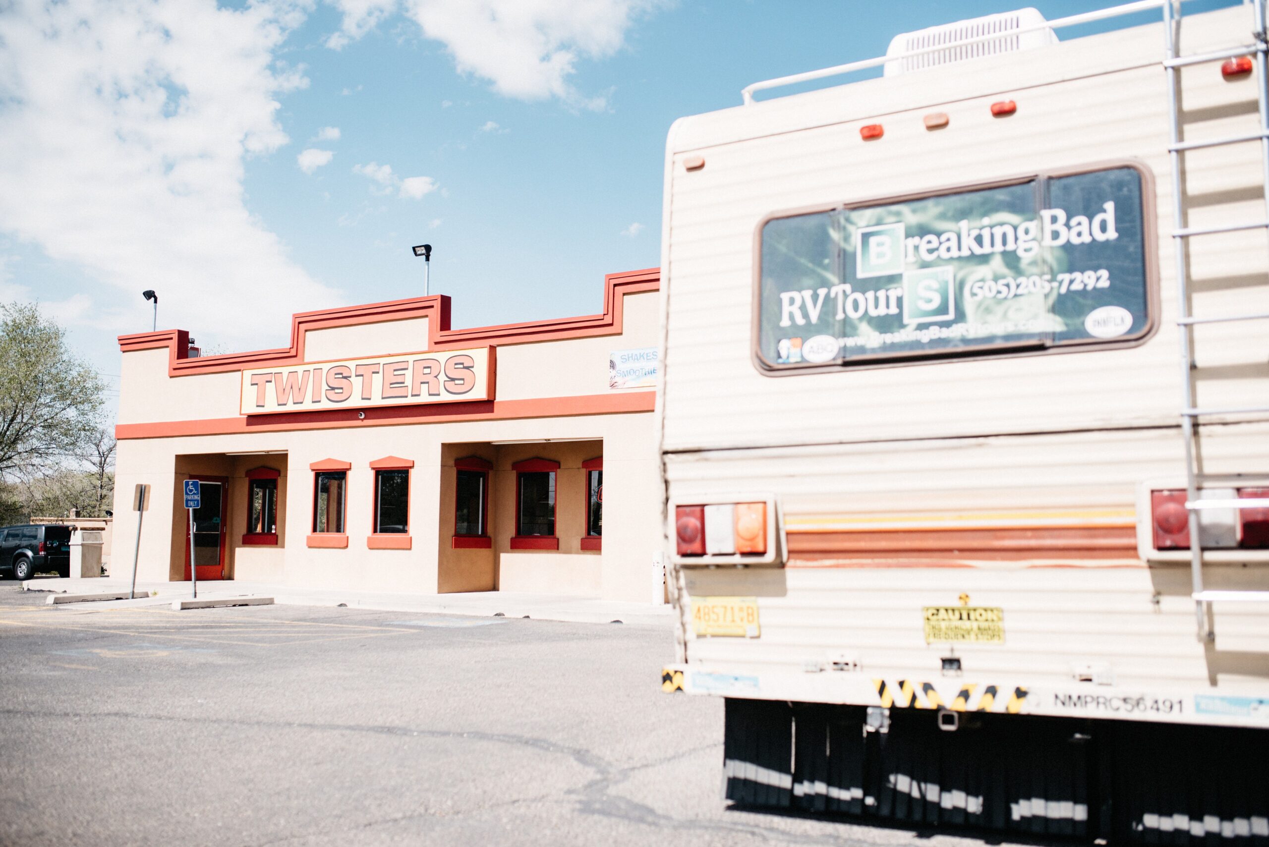 The Breaking Bad RV parked outside Twisters in Albuquerque