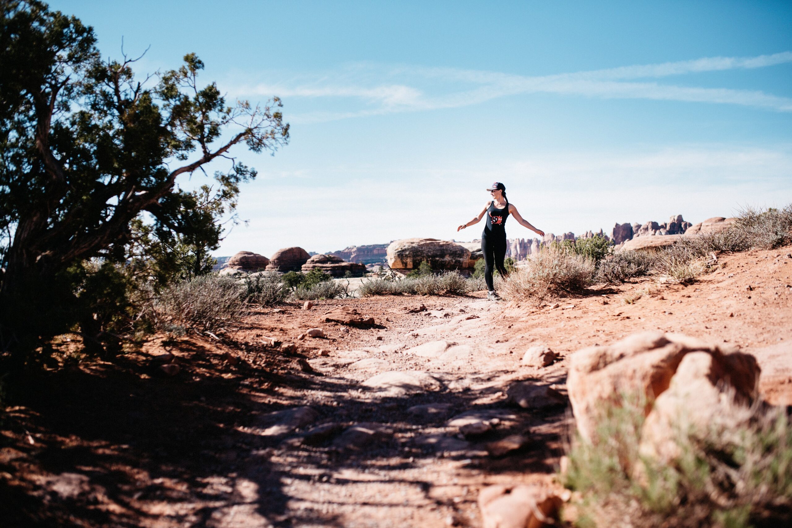 Bianca hiking through the Needles district of Canyonlands