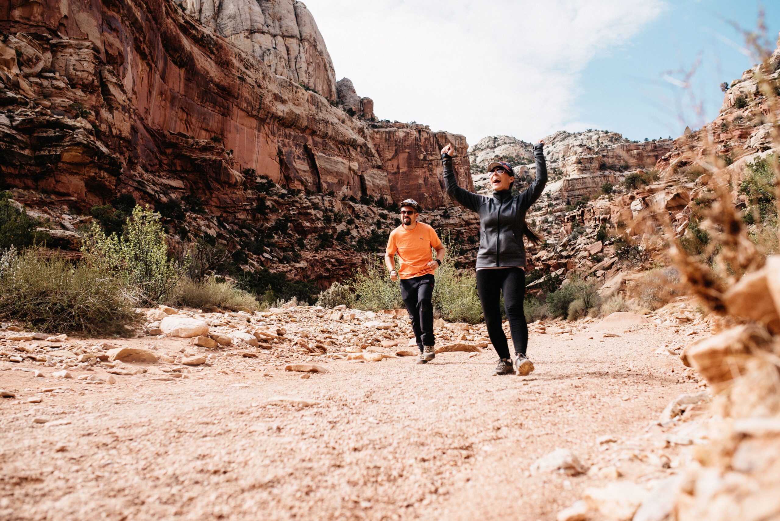 Bianca and Tom walking through Grand Wash before finding the turn