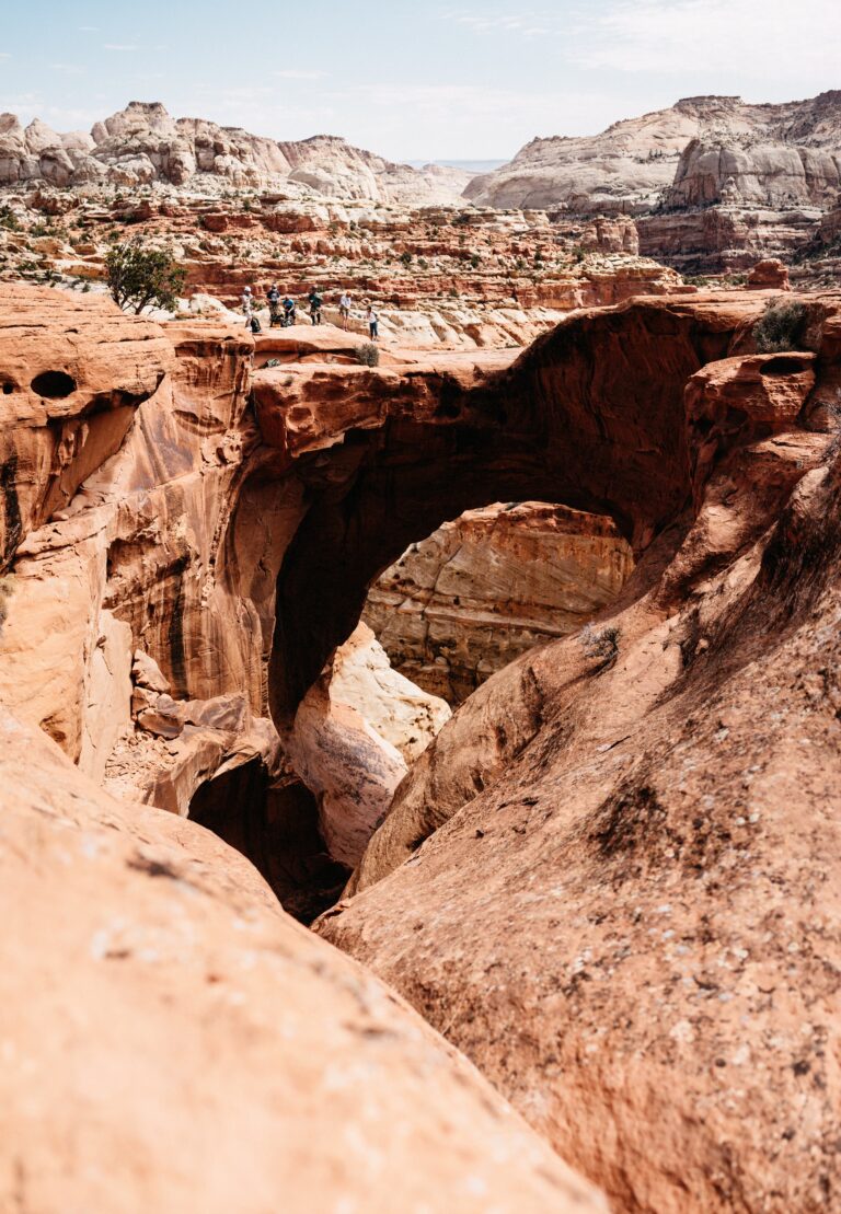 Cassidy Arch opening above the colourful canyon in Capitol Reef