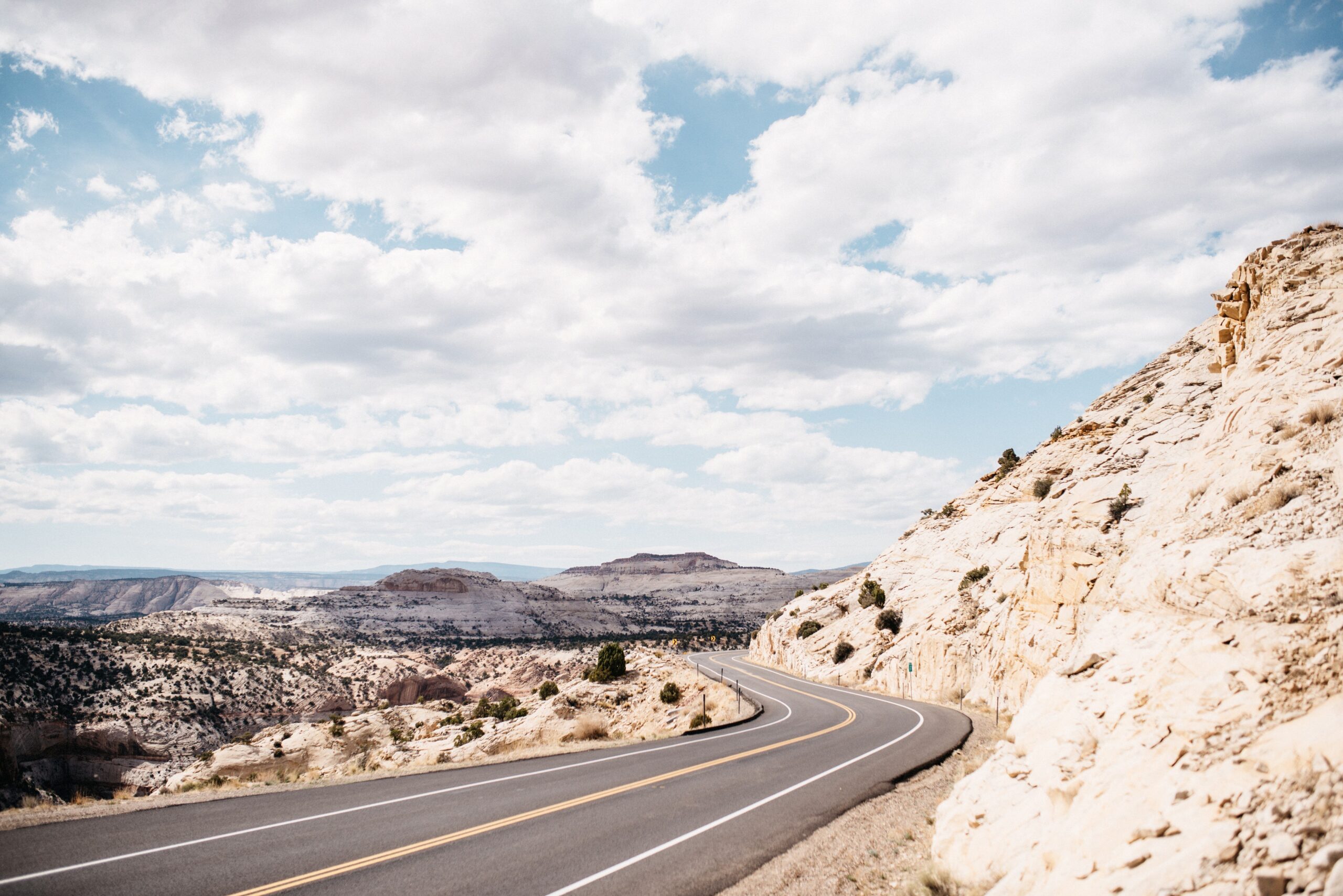 The road and layered landscape near Panorama Point