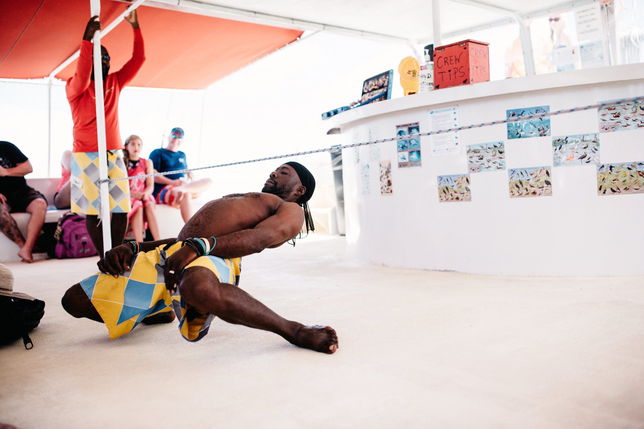 Dancers performing beside the port in Antigua