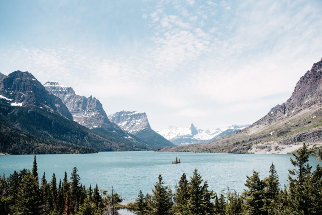 St. Mary Lake and the mountain peaks of Glacier National Park