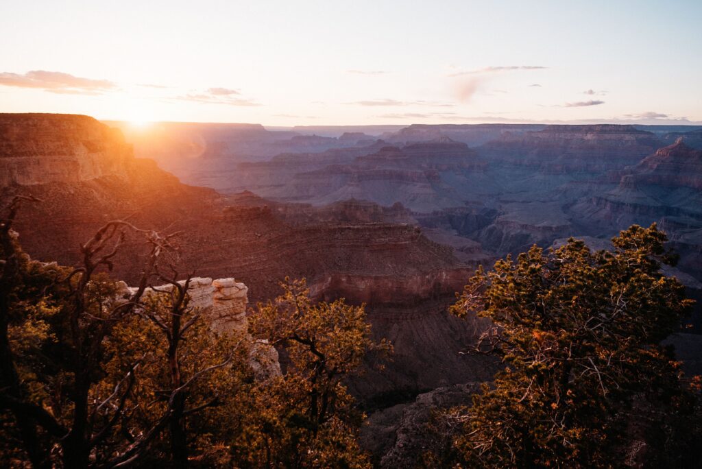 Sunset above the Grand Canyon South Rim