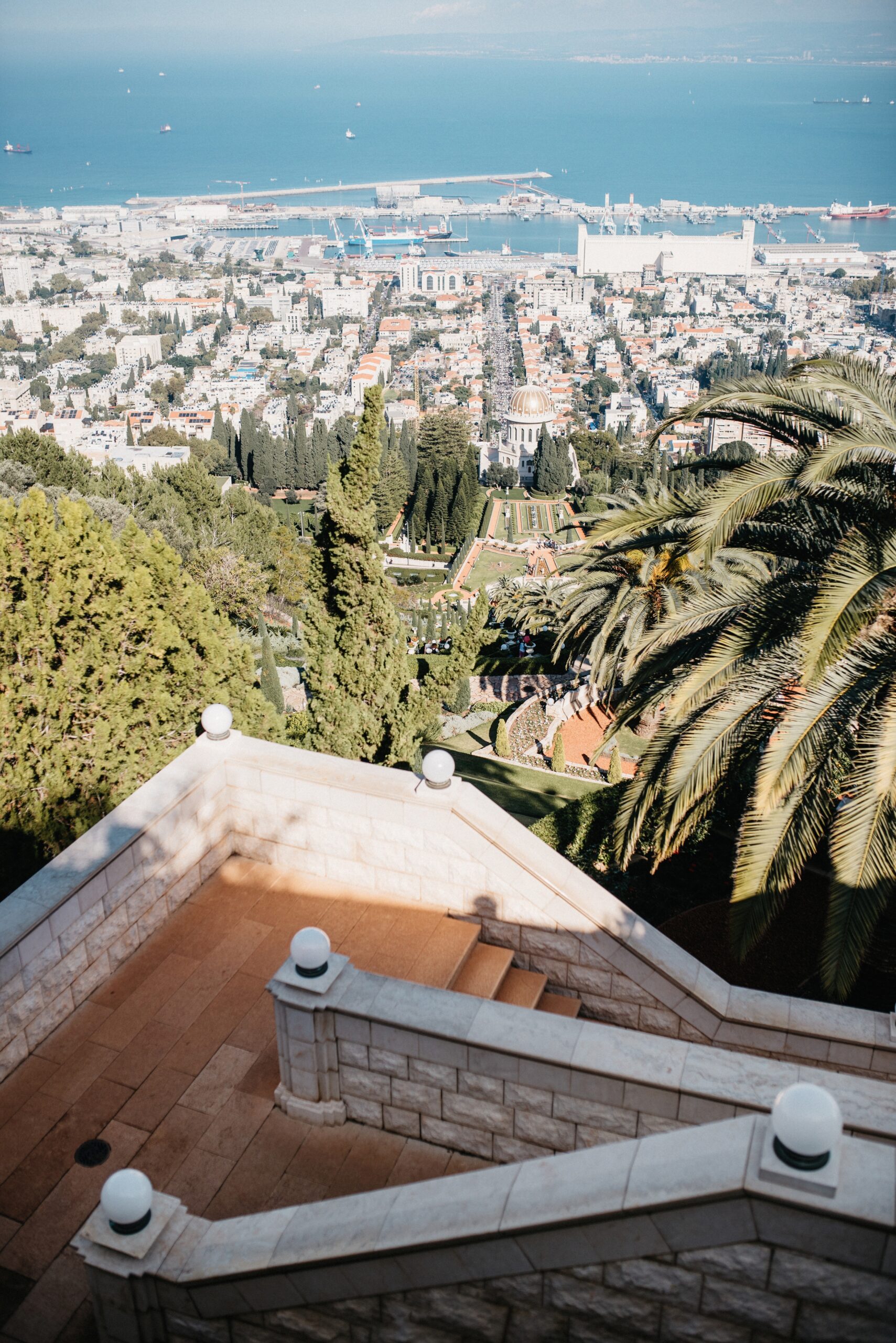 The Bahá’í Gardens descending towards the coast in Haifa