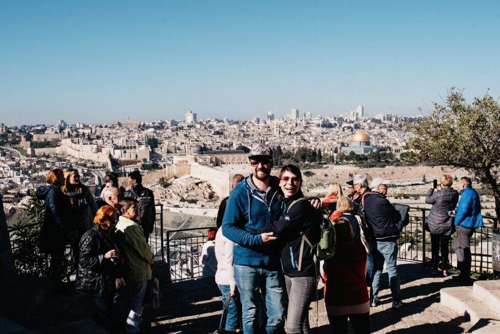 Bianca and Tom overlooking Jerusalem from the Mount of Olives