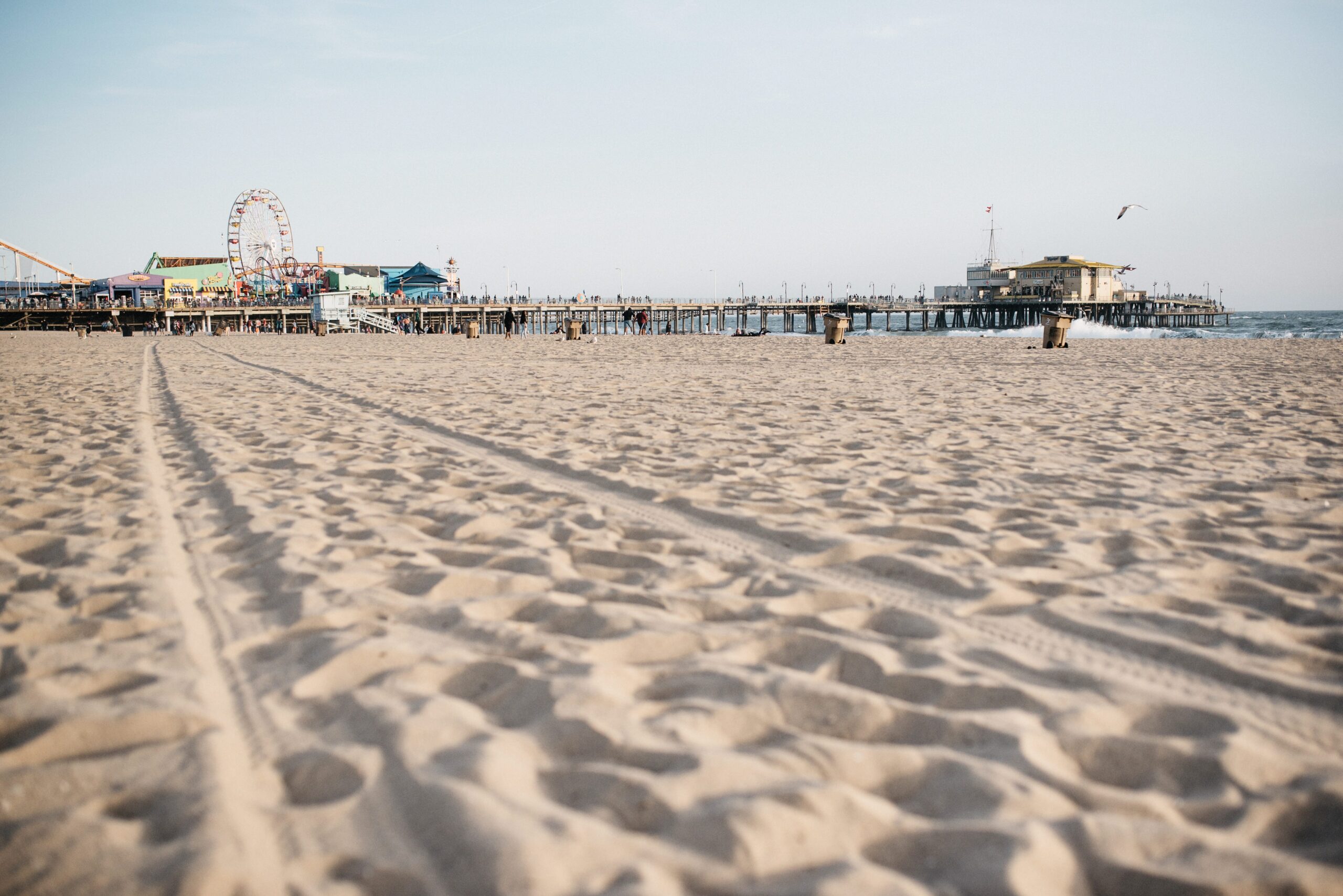 Santa Monica Pier seen across the sand