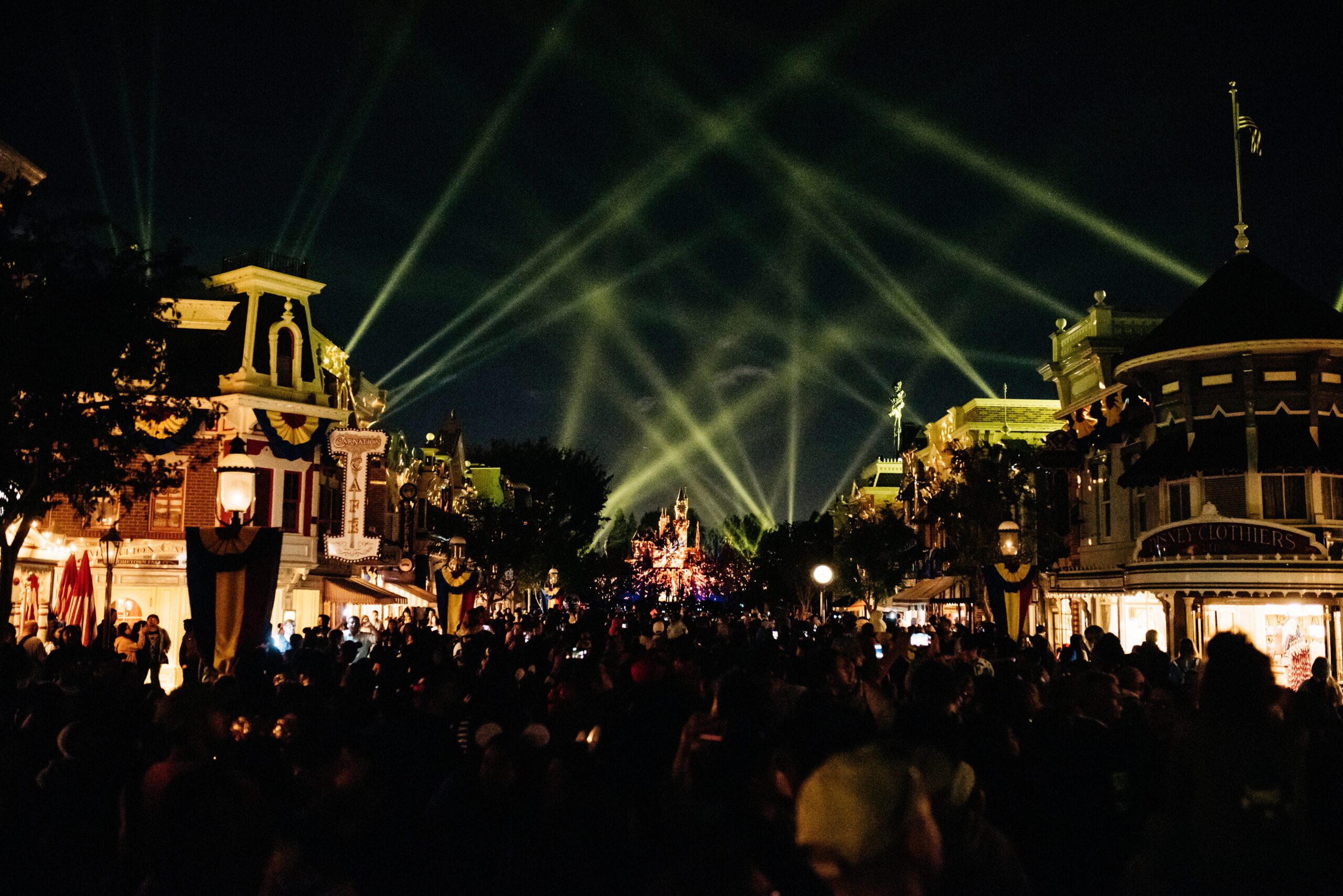 The Disneyland night show above Main Street