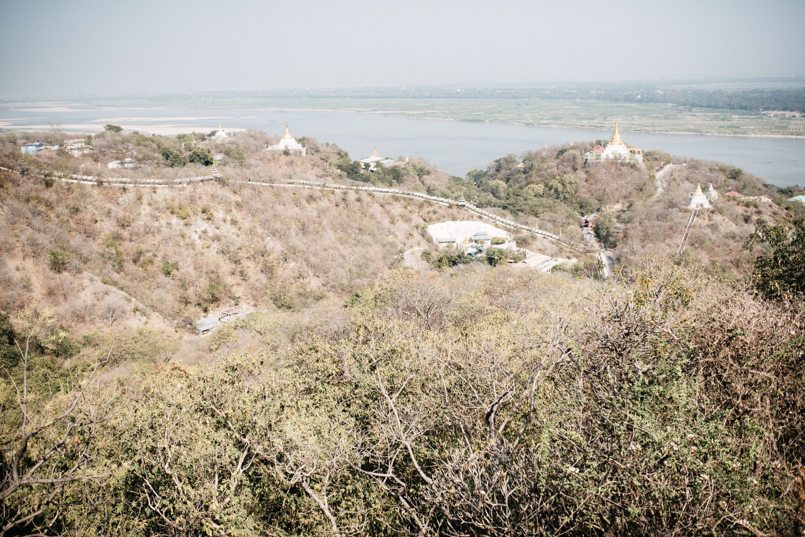 The pagoda-covered hills of Sagaing seen through the haze