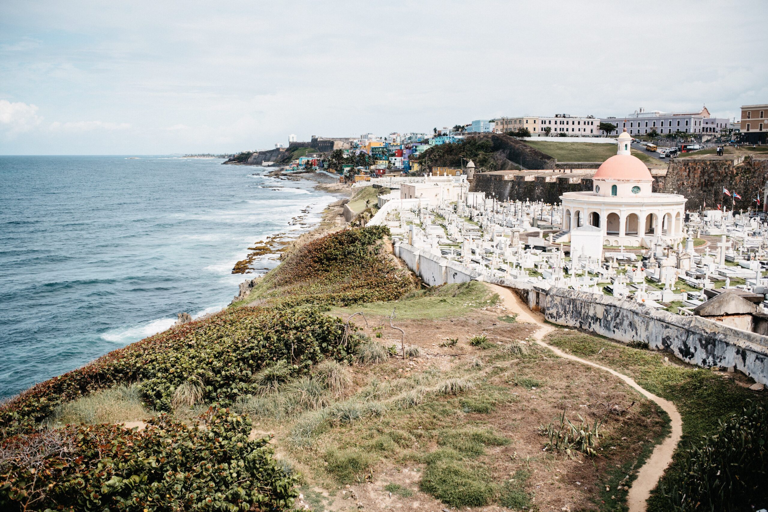 The Atlantic coastline viewed from the fortifications of Old San Juan