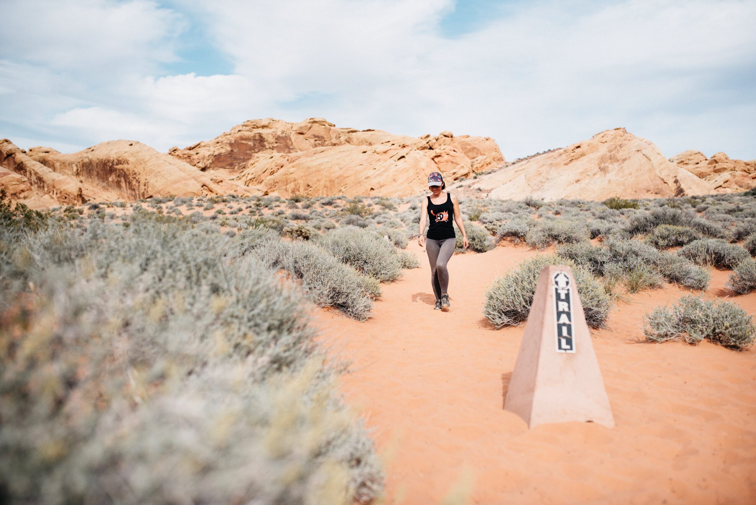 Bianca at the start of a sandy Valley of Fire trail