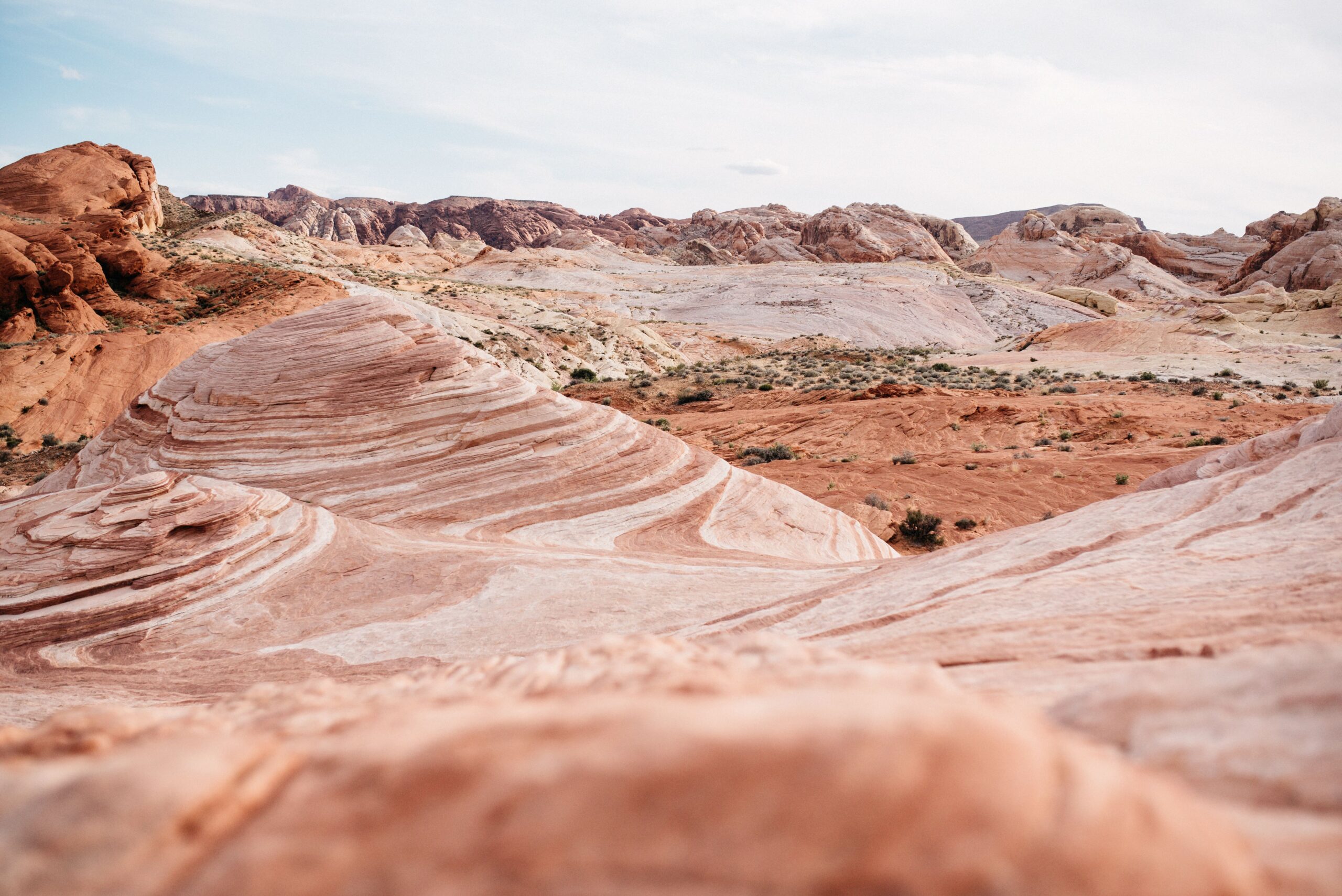 The curved stripes of the Fire Wave rock formation