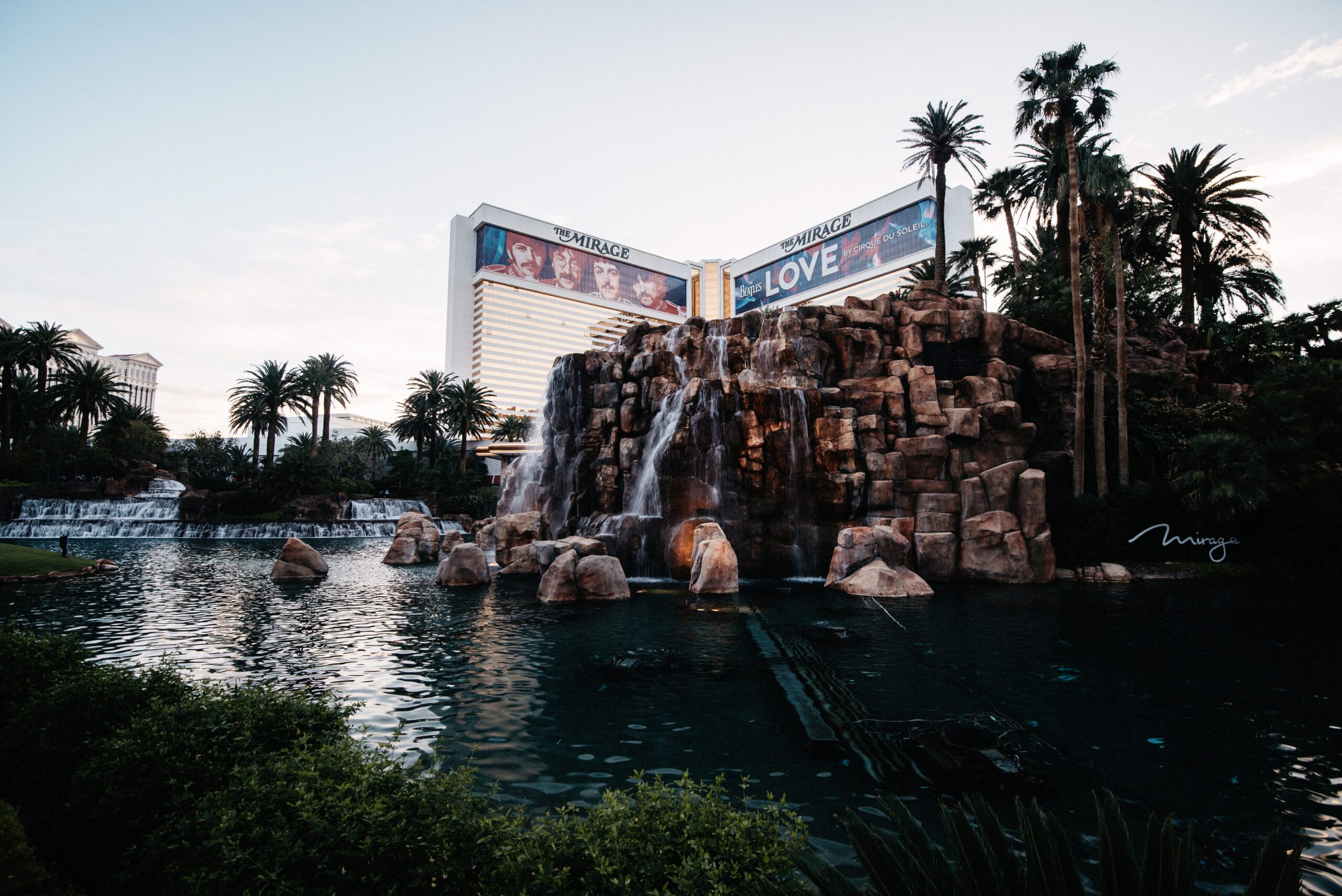 The tropical exterior of the Mirage on the Las Vegas Strip