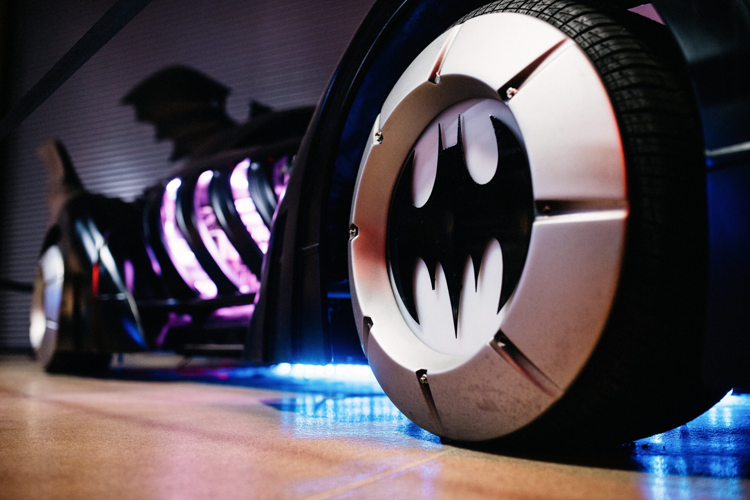 A Batman signal displayed inside the Warner Bros. studio exhibit