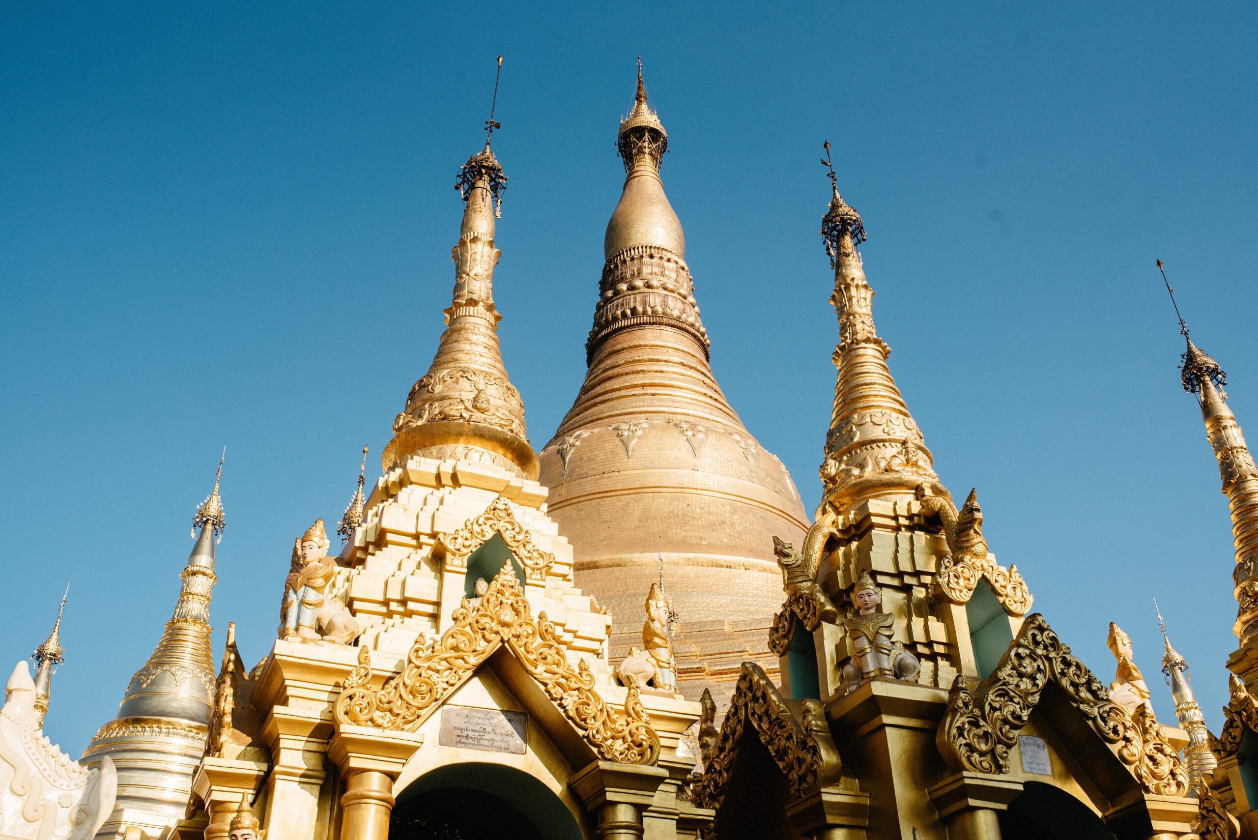 Golden stupas at Shwedagon Pagoda in Yangon