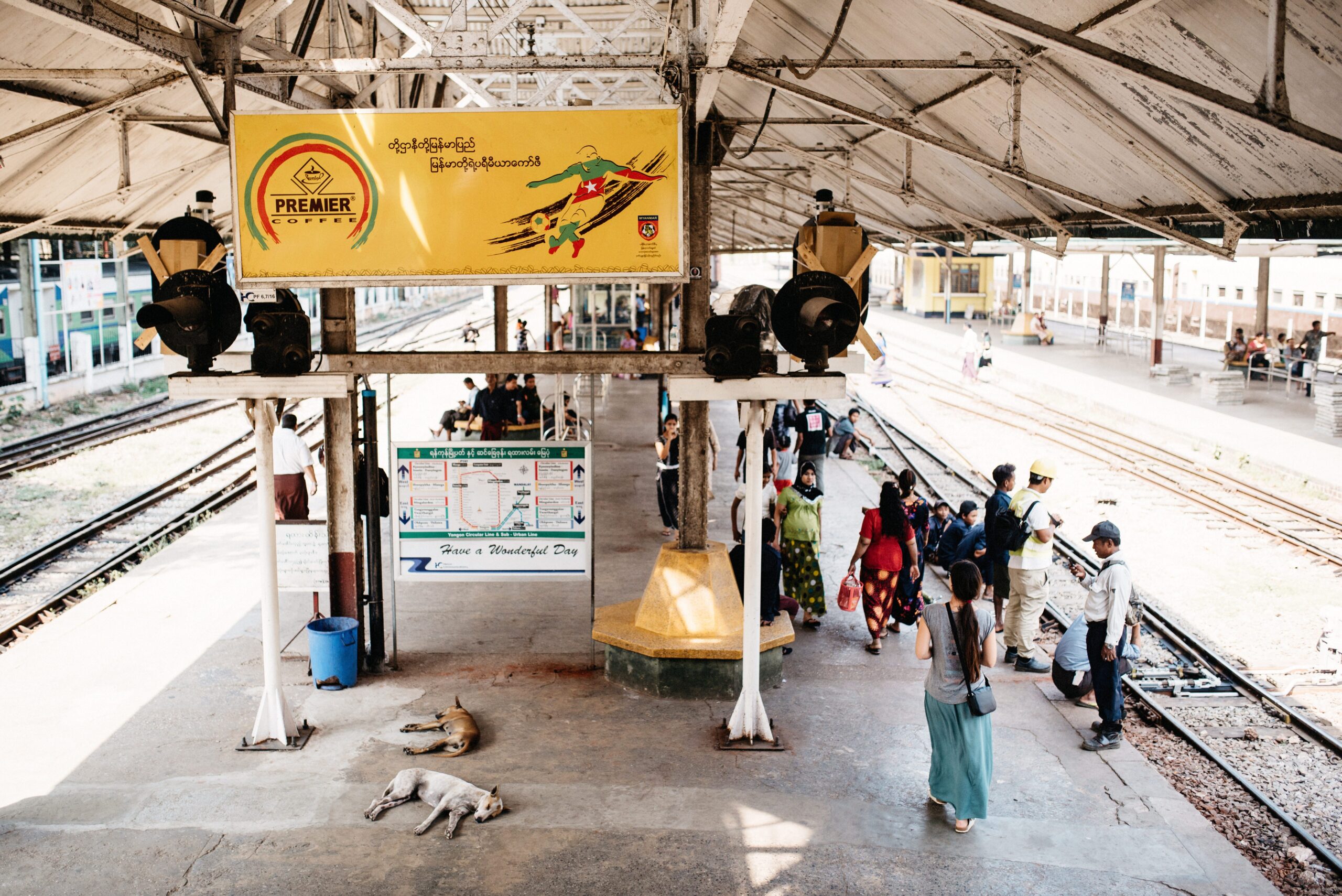 Platforms at Yangon Central Railway Station