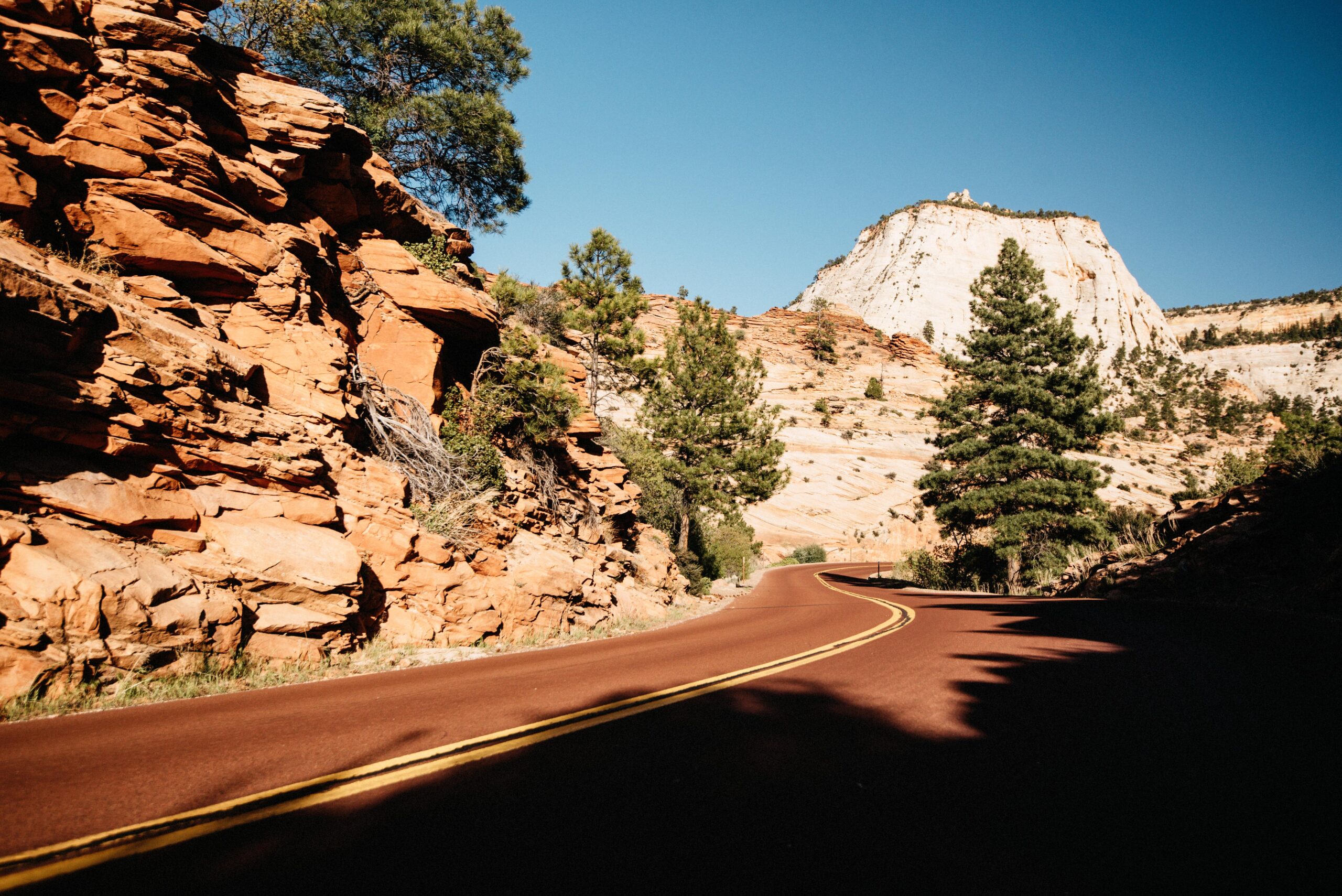 The winding Mount Carmel Highway through Zion National Park