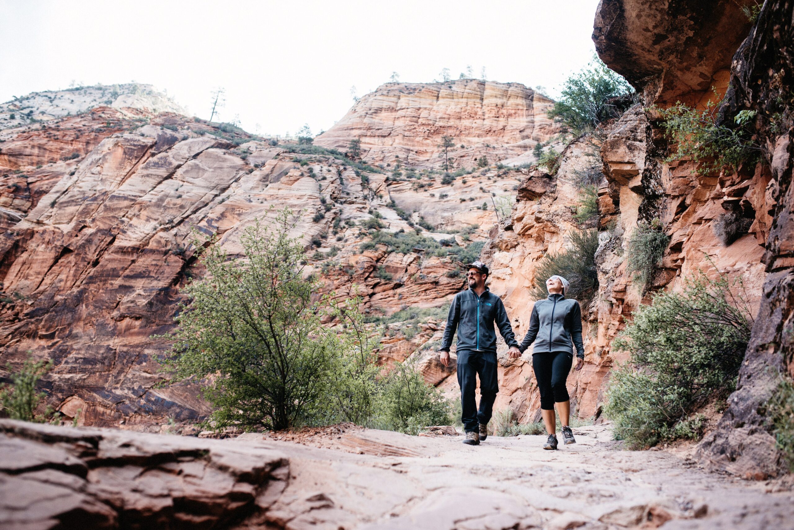 Bianca and Tom starting a hike between the canyon walls