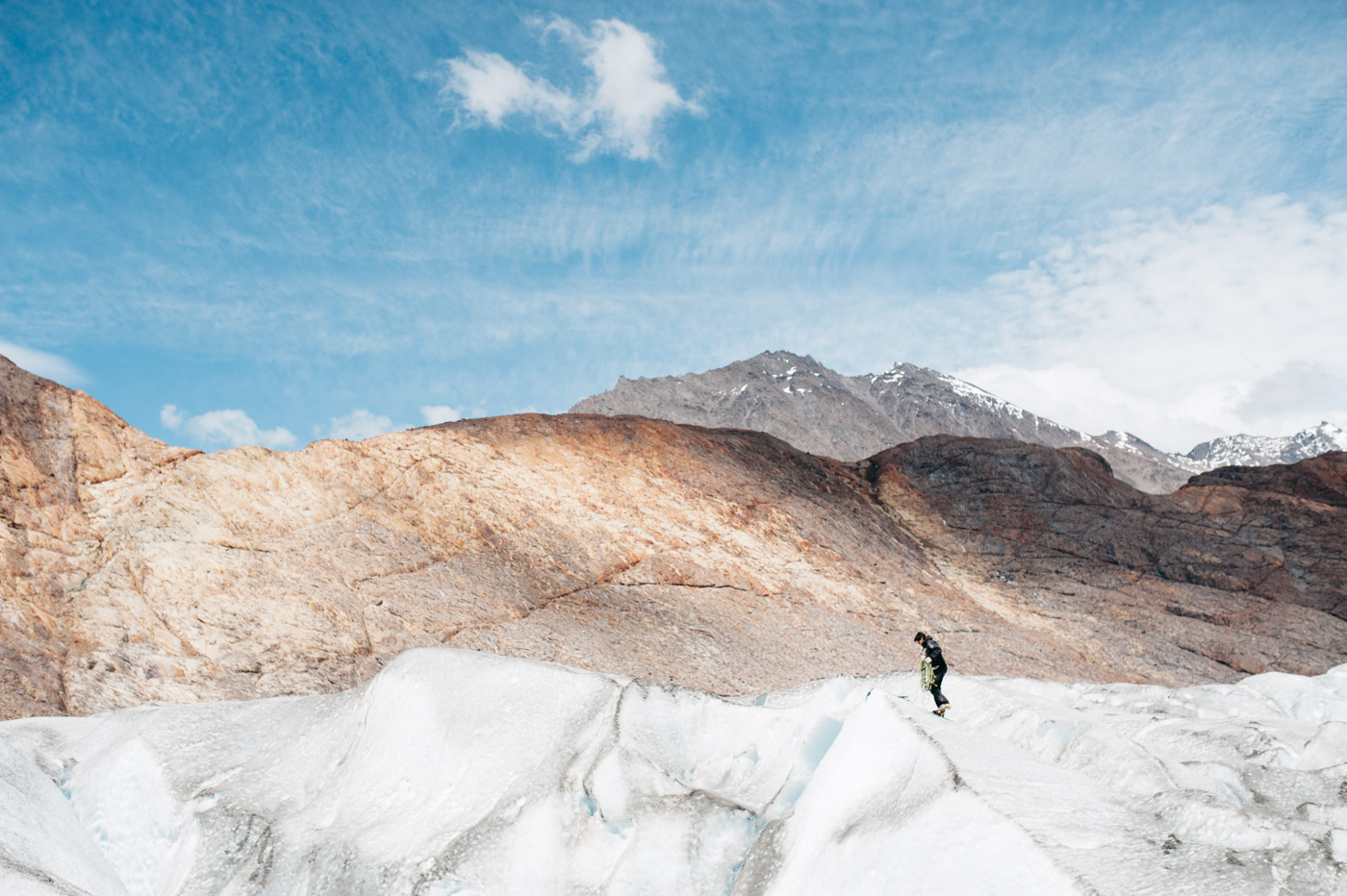 Single person on Viedma Glacier